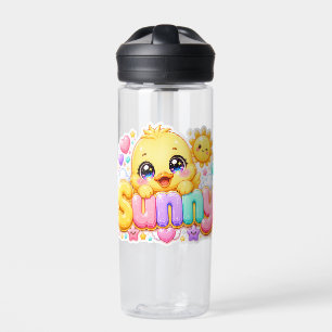Bouteille D'eau Mignon Kawaii Sunny Chick Nom Pastel Rose Pailleté
