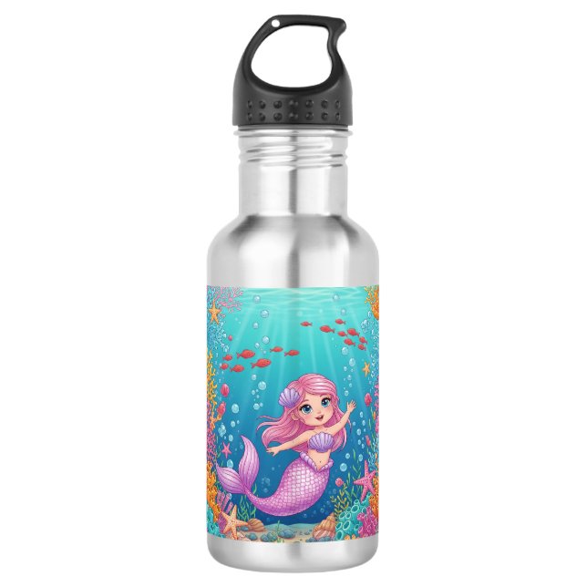 Bouteille d'eau mignonne de sirène (Devant)