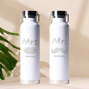 Bouteille D'eau Mignonne M. & Mme Mustache Lips Correspondant Coup