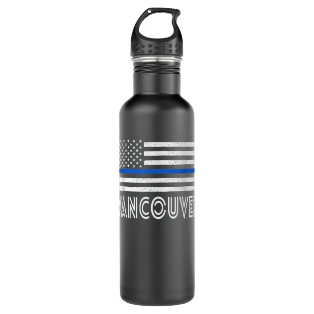 Bouteille D'eau Mince Ligne Bleue Coeur Vancouver Agent de police  (Devant)