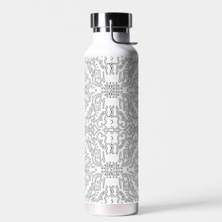 Bouteille D'eau Minimalist Grey Floral Pattern