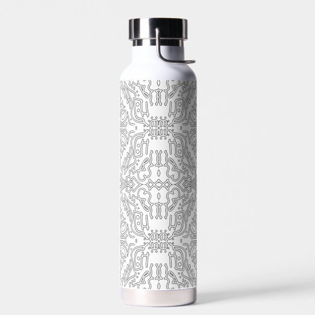 Bouteille D'eau Minimalist Grey Floral Pattern (Gauche)
