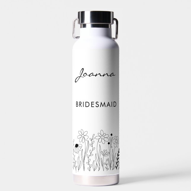 Bouteille D'eau Minimalist Wildflower Cute Bridesmaid (Avant)