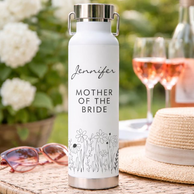 Bouteille D'eau Minimaliste Fleur Sauvage Mère de la Mariée (Créateur téléchargé)