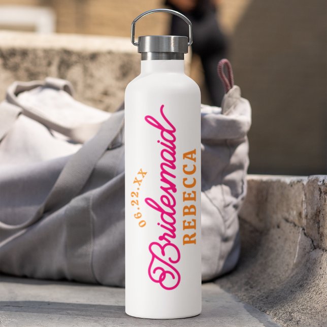 Bouteille d'eau minimaliste rose orange (Créateur téléchargé)