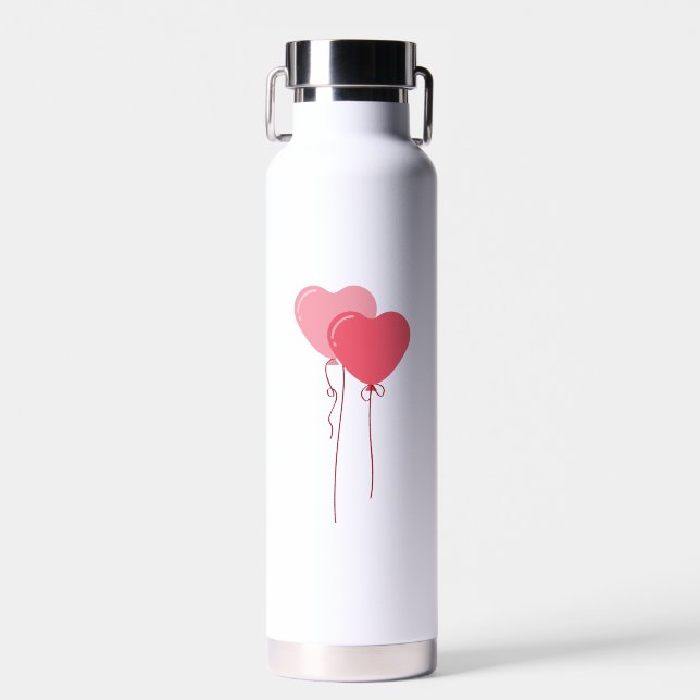 Bouteille D'eau Minimaliste rose personnalisé Valentine's (Avant)