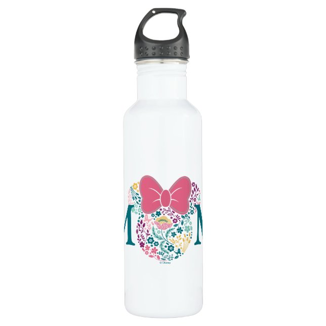 Bouteille D'eau Minnie Souris Icône florale - Bonne fête des mères (Devant)