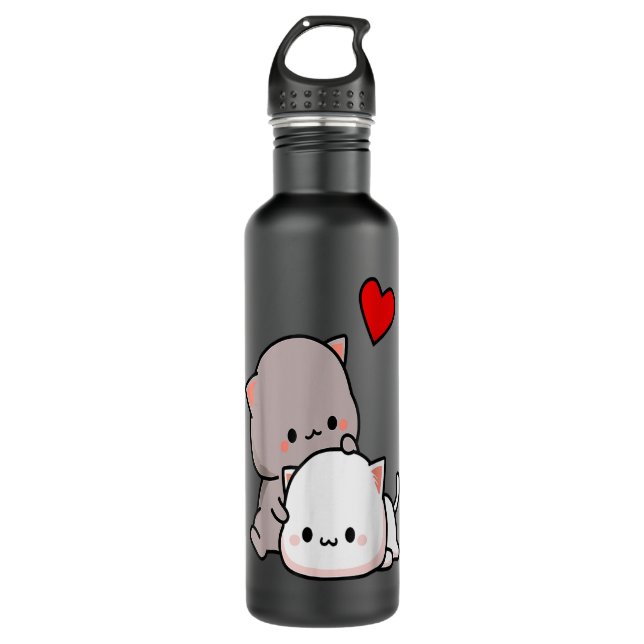 Bouteille D'eau Mochi peach cat goma love, Valentine’s day 2022  (Devant)