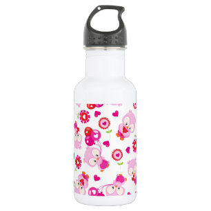 Bouteille D'eau Modèle de hiboux, hiboux mignons, hiboux roses, co