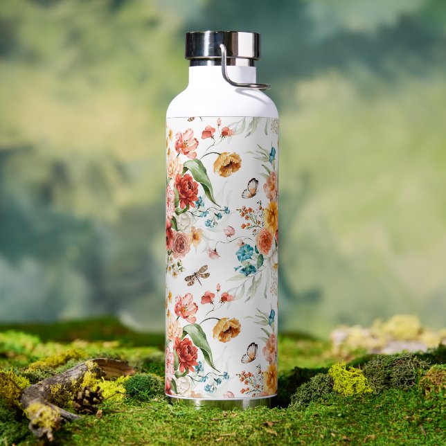 Bouteille D'eau Modèle floral du jardin (Café)