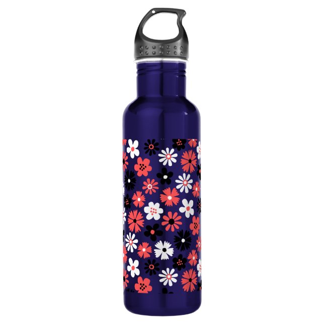 Bouteille D'eau Modèle floral Monogramme moderne (Devant)