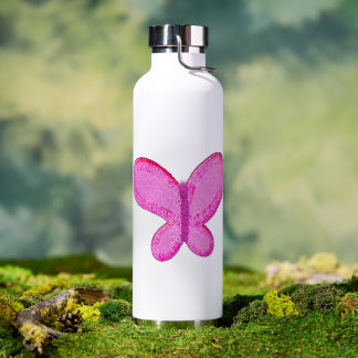 Bouteille D'eau Modern glitter pink butterfly