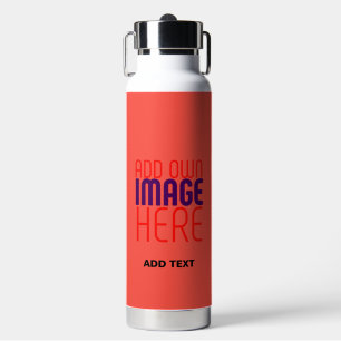 BOUTEILLE D'EAU MODERNE ÉDITABLE ROUGE ORANGE MODÈLE TEXTE D'IMAGE
