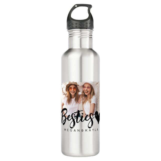 Bouteille D'eau Moderne Grunge Heart Best Friends BFF Photo (Devant)