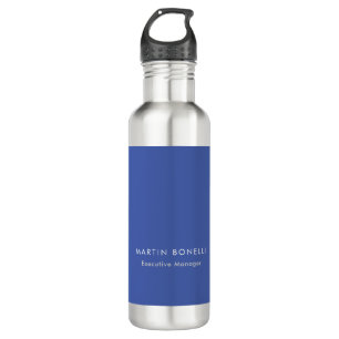 Bouteille D'eau Moderne Moyen Bleu Plaine Minimaliste Ajouter un n