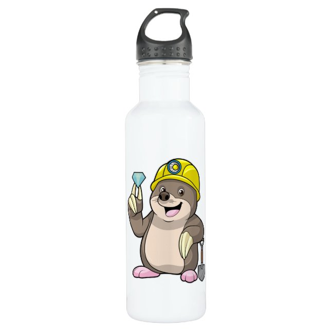 Bouteille D'eau Mole en tant que mineur avec lunette et diamant (Devant)