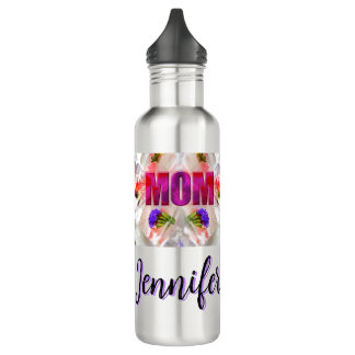 Bouteille D'eau 'Mom-Boss-Fire' – Diseño floral en cubos 