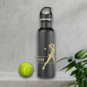 Bouteille D'eau Monogram Gold Silhouette Female Tennis Player