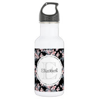 Monogramme à motif floral rose et gris