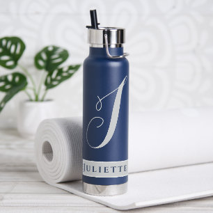BOUTEILLE D'EAU MONOGRAMME CLASSIQUE SIMPLE INITIAL NOMMÉ ARGENT B
