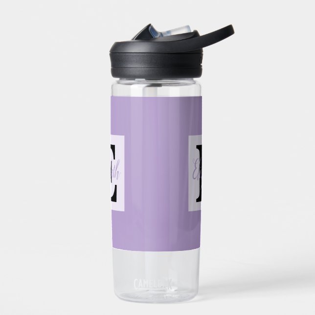 Bouteille D'eau Monogramme de fille et nom rose violet bagages (Gauche)