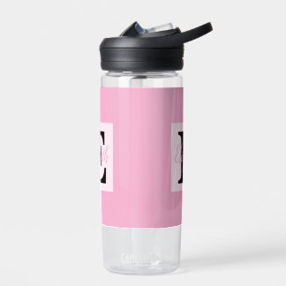 Bouteille D'eau Monogramme de fille et nom rose violet bagages