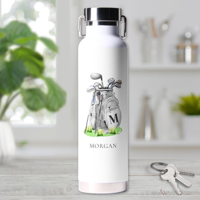 Bouteille D'eau Monogramme de Golf Nom (Golf Name Monogram Water Bottle)