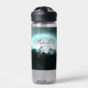 Bouteille D'eau Monogramme de lumière de néon bleu mystérieux de m