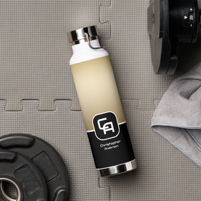 Bouteille D'eau Monogramme d'or métallique (Couvercle)