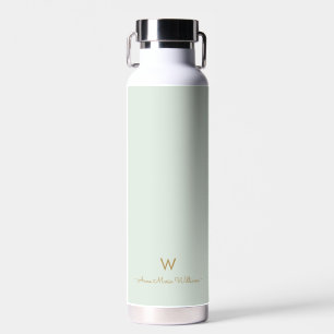 Bouteille D'eau Monogramme d'or moderne Sage Green