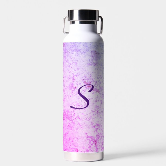 Bouteille D'eau Monogramme en marbre rose et violet (Créateur téléchargé)