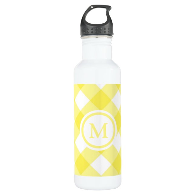 Bouteille D'eau Monogramme En vichy Jaune Soleil (Devant)