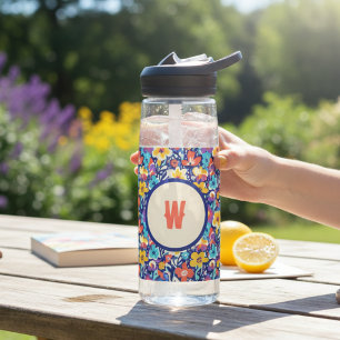 Bouteille D'eau Monogramme Floral Coloré – Cadeau Lumineux et Spor