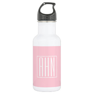 Bouteille D'eau Monogramme initial   Blanc sur rose clair