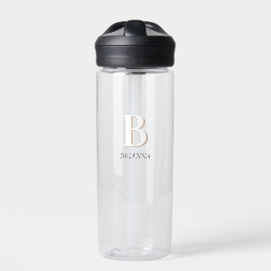 Bouteille D'eau Monogramme initial minimaliste beige