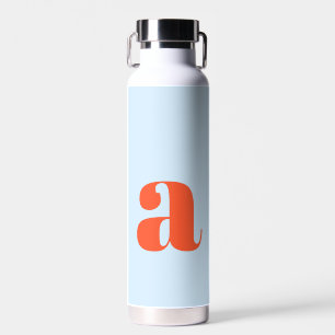 Bouteille D'eau Monogramme Initial Retro Gras Bleu Orange Simple