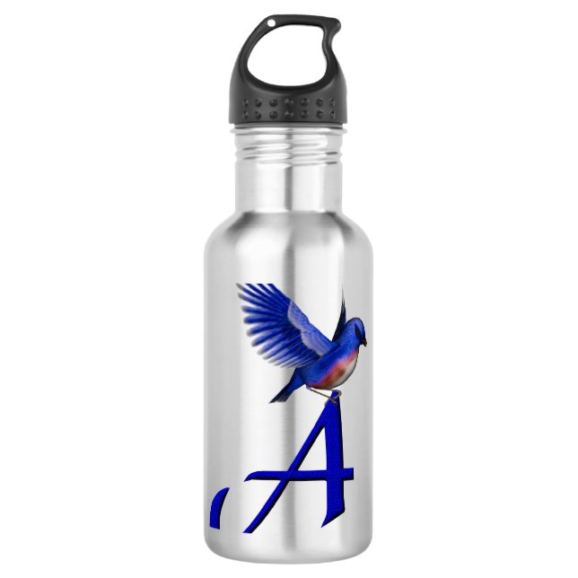 Bouteille D'eau Monogramme initiale A Bluebird (Devant)