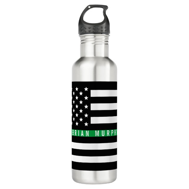 Bouteille D'eau Monogramme militaire de drapeau américain de Ligne (Devant)