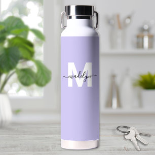 Bouteille D'eau Monogramme Moderne de Nom Violet