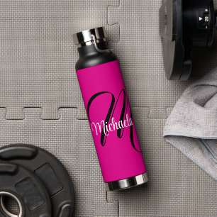 Bouteille D'eau Monogramme moderne minimaliste nom initial rose ch