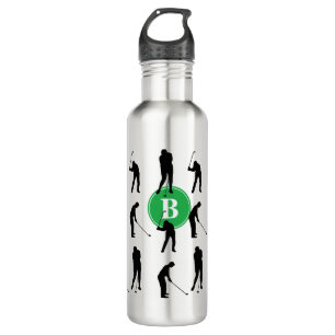 Bouteille D'eau Monogramme Motif de silhouettes de Golfer