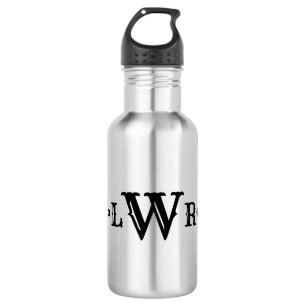 Bouteille D'eau Monogramme personnalisé à trois lettres élégant no
