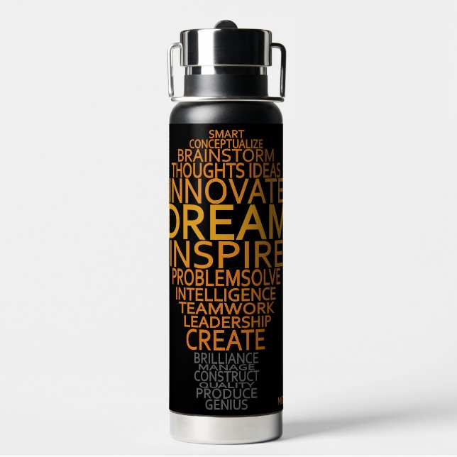 Bouteille D'eau Monogramme Personnalisé Inspirational Lightbulbe (Arrière)