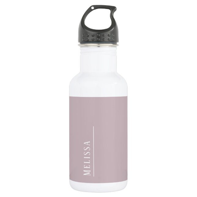 Bouteille D'eau monogramme personnalisé, lavande mauve moderne (Devant)