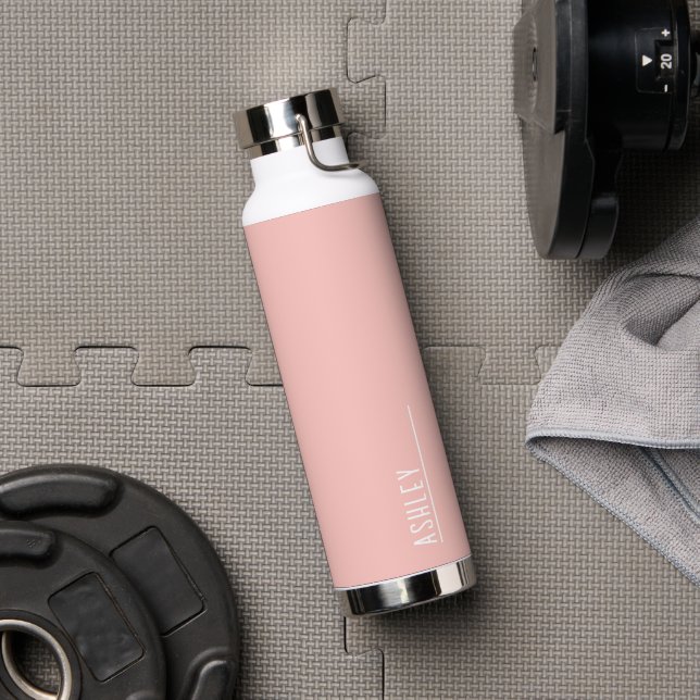 Bouteille D'eau Monogramme personnalisé, rose acajou moderne (Couvercle)
