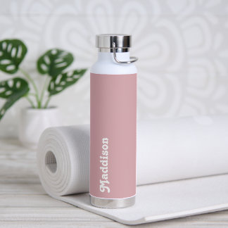 Bouteille D'eau monogramme personnalisé, typographie rétro rose po