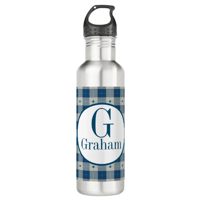 Bouteille D'eau Monogramme Plaid Blue Lodge (Devant)