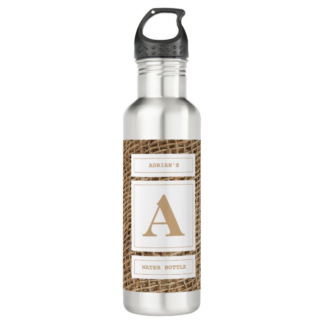 Bouteille D'eau Monogramme Russe de Burlap initial (Devant)