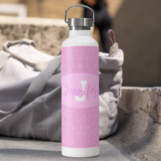 Bouteille D'eau Monogramme Script Blush Pink Blossings