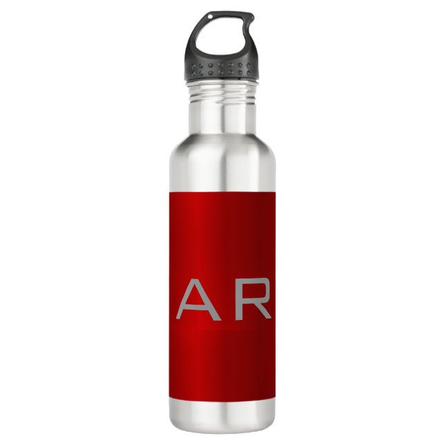 Bouteille D'eau Monogramme tendance gris élégant (Devant)